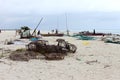 Fishermen netting after day in the ocean