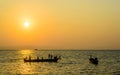 Fishermen are out fishing , Sunrise Royalty Free Stock Photo