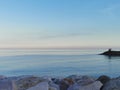 Fishermen on the pier at sunset Adriatic sea Royalty Free Stock Photo