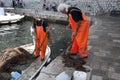 Fishermen in the Port of Dubrovnic in Croatia Europe Royalty Free Stock Photo