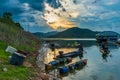 The fishermen prepare the fishing equipment before night fishing routine