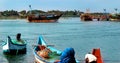 Fishermen are ready to catch fish in the river arasalaru near karaikal beach. Royalty Free Stock Photo