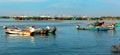 Fishermen are ready to catch fish in the river arasalaru near karaikal beach.
