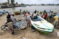 Fishermen remove fish from their nets after returning from a nights fishing off Negombo in Sri Lanka.