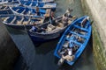 Fishermen return with their catch to the busy harbour at Essaouira in Morocco. Royalty Free Stock Photo