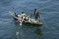 Fishermen at work on the River Nile at Luxor in Egypt. Royalty Free Stock Photo