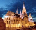 Fishermen's bastion and Mathias church at night in Budapest