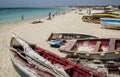 Fishermen's boats on beach at Santa Maria on Sal