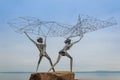 Fishermen sculpture. Petrozavodsk, Russia
