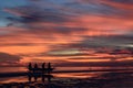 Fishermen silhouette at dusk. White beach, station one. Boracay Island. Aklan. Western Visayas. Philippines Royalty Free Stock Photo