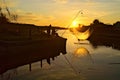 silhouette,Sunset,Fisherman,pastime,job