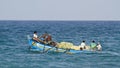 Fishermen of Sri Lanka in traditional boat