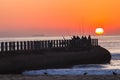 Fishermen Sunrise Ocean Jetty Royalty Free Stock Photo