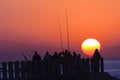 Fishermen Sunrise Ocean Jetty Royalty Free Stock Photo