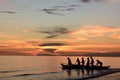 Fishermen at sunset. White beach, station one. Boracay. Western Visayas. Philippines Royalty Free Stock Photo