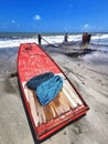 Fishermen taking net and fish from the sea at Lucena beach, ParaÃÂ­ba, Brazil Royalty Free Stock Photo