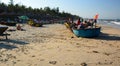 Fishermen on their traditional round boats (tung chai). An Bang beach. Hoi An. Vietnam