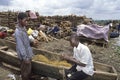 Fishermen and timber traders at Lake Victoria