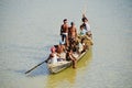 Fishermen are travelling on a boat in the river unique photo