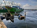 Fishermen trying to bring out the sunken bost in N4 beach chennai