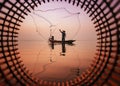 Fishermen using nets to catch fish