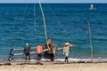 Fishermen using sailboats to fish off the coast of Anakao in Madagascar