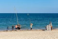 Fishermen using sailboats to fish off the coast of Anakao in Madagascar