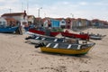 Fishermen vilage of Vila Cha with fishing boats on the beaches and fishermen houses in Portugal