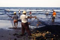 Fishermen with fishing net in the port of Veracruz