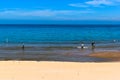 Fishermen working on the beach Royalty Free Stock Photo