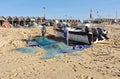 Fishermen working on the nets