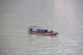 Fishermen on the Yangtze River amid heavy air and water pollution in China Royalty Free Stock Photo