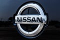 Fishers - Circa August 2018: Logo and Signage of a Nissan Car and SUV Dealership. Nissan is part of the Renault Nissan Alliance VI Royalty Free Stock Photo