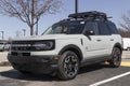 Ford Bronco display at a dealership. Broncos can be ordered in a base model or Ford has up to 200 accessories for off-road use