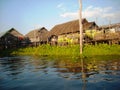 A fishers house at the river in burma Royalty Free Stock Photo