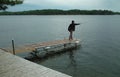 Fisherwoman casting her line, Ontario Canada Royalty Free Stock Photo