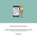 Fisherwoman fishing forum information design