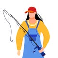 Fisherwoman flat vector illustration