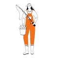 Fisherwoman flat vector illustration