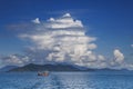 Fishery boat and blue sky white cloud koh chang trad thailand