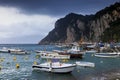 Fishery boat at capri island mediterranean sea southern of italy Royalty Free Stock Photo