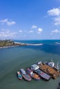 Fishery boat floating at of rayong river eastern of thailand