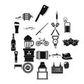 Fishery icons set, simple style Royalty Free Stock Photo