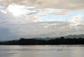 Fishery wooden row boat on Mekong river in Thailand Royalty Free Stock Photo