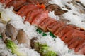 Fishes displayed on ice