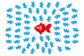 Fishes in Group Leadership and Management Concept Royalty Free Stock Photo