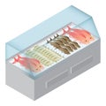 fishes in refrigerator. Vector illustration decorative design