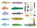 Fishes Set and Fishing Tools Collection Color Card