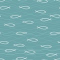Fishes swimming in the sea. Seamless pattern. Simple shapes. the Royalty Free Stock Photo