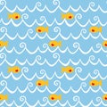 Fishes and waves seamless background